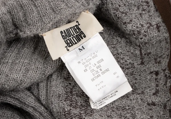 ゴルチエトゥーザパワーオブトゥーGAULTIER2 フロントパッチアルパカドライバーズニット グレー茶M K-134745_015