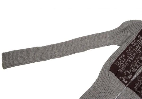 ゴルチエトゥーザパワーオブトゥーGAULTIER2 フロントパッチアルパカドライバーズニット グレー茶M K-134745_005