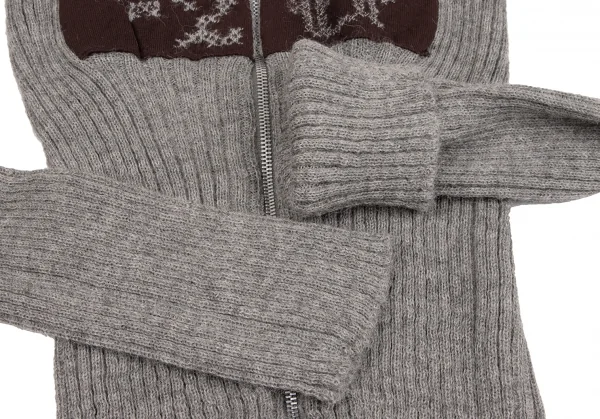 ゴルチエトゥーザパワーオブトゥーGAULTIER2 フロントパッチアルパカドライバーズニット グレー茶M K-134745_006