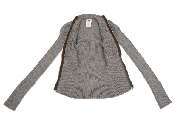 ゴルチエトゥーザパワーオブトゥーGAULTIER2 フロントパッチアルパカドライバーズニット グレー茶M K-134745_009