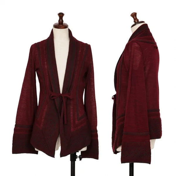 Jean Paul GAULTIER MAILLE FEMME Native Jacquard Cardigan Bordeaux M K-134765_001