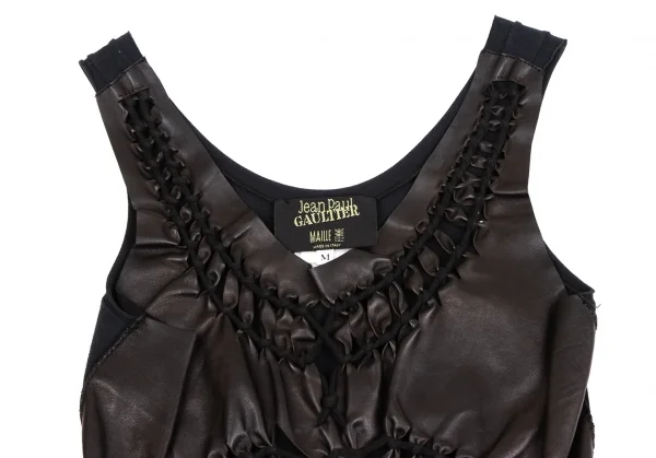 Jean Paul GAULTIER MAILLE FEMME Front Leather Sleeveless K-134769_003