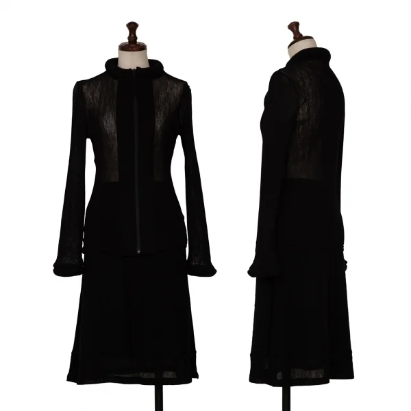 ジャンポールゴルチエ ファムJean Paul GAULTIER FEMME リングデザインメッシュジップニット 黒40 K-134777_015