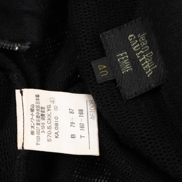 ジャンポールゴルチエ ファムJean Paul GAULTIER FEMME リングデザインメッシュジップニット 黒40 K-134777_016