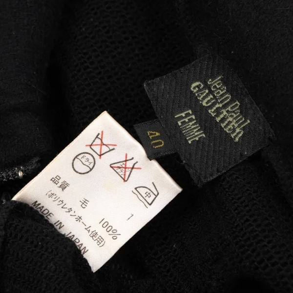 ジャンポールゴルチエ ファムJean Paul GAULTIER FEMME リングデザインメッシュジップニット 黒40 K-134777_017