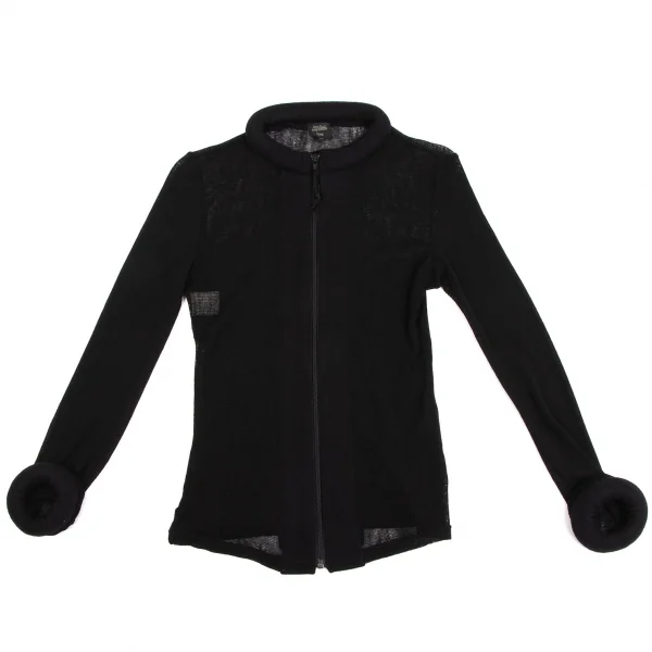 ジャンポールゴルチエ ファムJean Paul GAULTIER FEMME リングデザインメッシュジップニット 黒40 K-134777_002