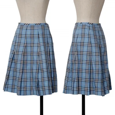 BURBERRY BLUE LABEL Cotton Check Pleats Skirt