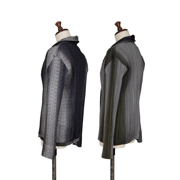 イッセイミヤケ フェットISSEY MIYAKE FETE A.POC INSIDE グラデーションプリーツリバーシブルジャケット 紺黒グレー2 K-134858_002