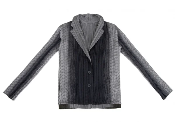 イッセイミヤケ フェットISSEY MIYAKE FETE A.POC INSIDE グラデーションプリーツリバーシブルジャケット 紺黒グレー2 K-134858_003