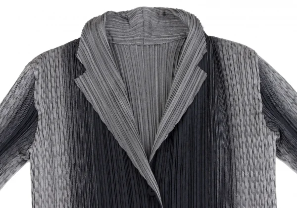 イッセイミヤケ フェットISSEY MIYAKE FETE A.POC INSIDE グラデーションプリーツリバーシブルジャケット 紺黒グレー2 K-134858_004