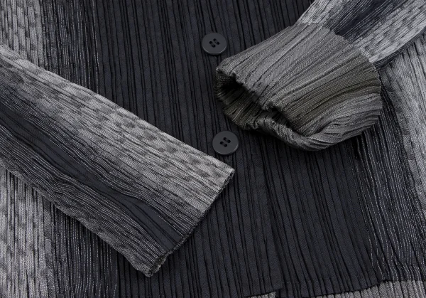 イッセイミヤケ フェットISSEY MIYAKE FETE A.POC INSIDE グラデーションプリーツリバーシブルジャケット 紺黒グレー2 K-134858_007