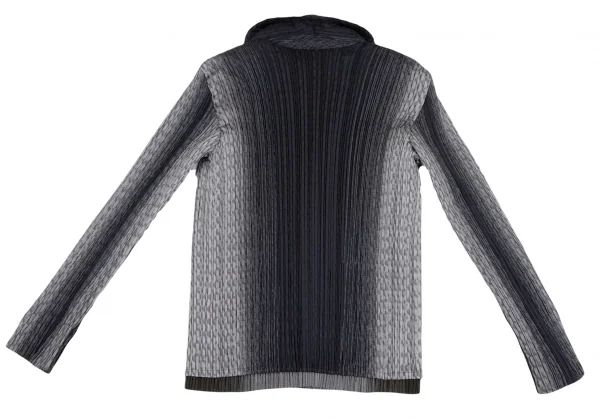 イッセイミヤケ フェットISSEY MIYAKE FETE A.POC INSIDE グラデーションプリーツリバーシブルジャケット 紺黒グレー2 K-134858_014