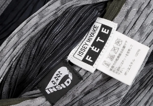 イッセイミヤケ フェットISSEY MIYAKE FETE A.POC INSIDE グラデーションプリーツリバーシブルジャケット 紺黒グレー2 K-134858_020
