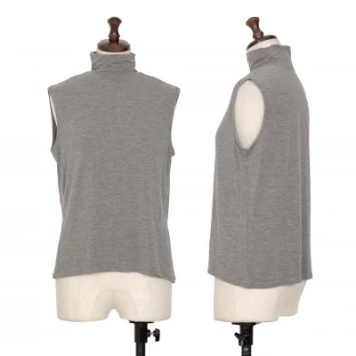 HIROKO KOSHINO Rayon Turtle Neck Sleeveless Shirt
