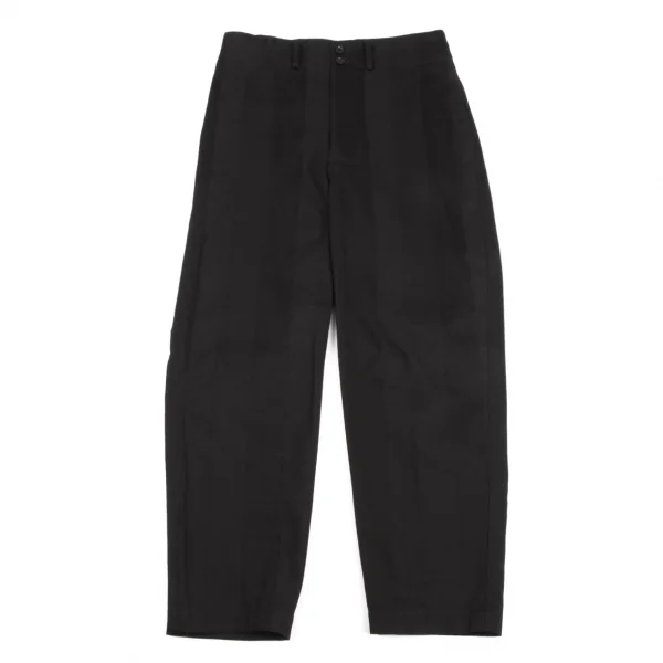 Y's Shadow Stripe Cotton Tapered Pants Black 2 K-134874_001
