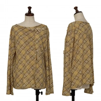 ADIEU TRISTESSE Wool Check Printed Cord Design Blouse