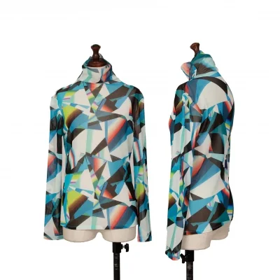 ISSEY MIYAKE Geometric Turtle Neck Mesh T Shirt