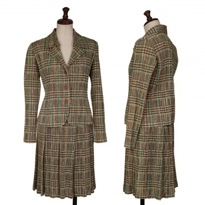 PLEATS PLEASE Tweed Printed Jacket & Tuck Skirt