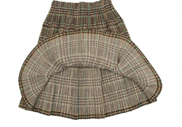 プリーツプリーズPLEATS PLEASE ツイード転写プリントスーツ 黄茶緑3 K-134917_016