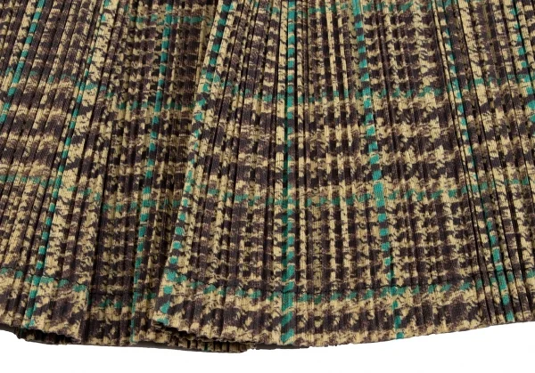 プリーツプリーズPLEATS PLEASE ツイード転写プリントスーツ 黄茶緑3 K-134917_018