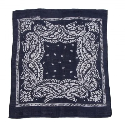 45R Indigo Dyed Paisley Pattern Handkerchief