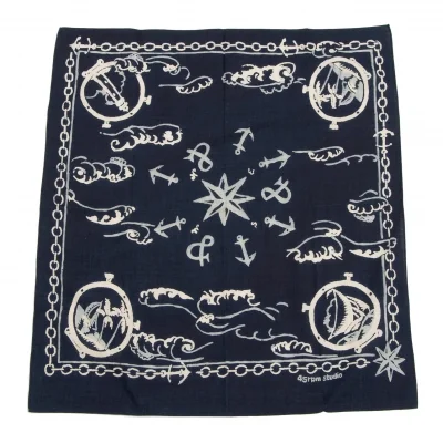 45rpm 45R Indigo Dyed Marine Pattern Handkerchief