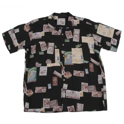 Papas ISLAND Linen Cigarette Print Short Sleeve Shirt