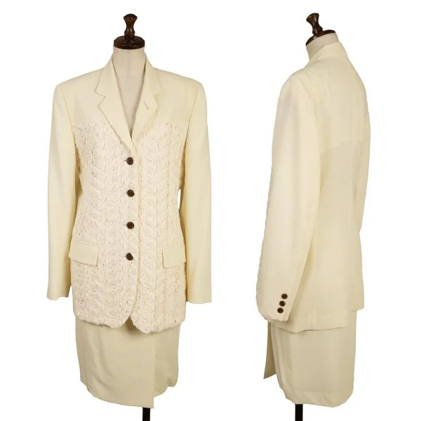 Jean Paul GAULTIER FEMME Embellished Design Jacket & Skirt Ivory 40 K-134990_001