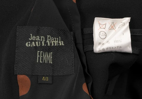 ジャンポールゴルチエファムJean Paul GAULTIER FEMME ウール裏ドット柄ジャケット 黒40 K-134993_020