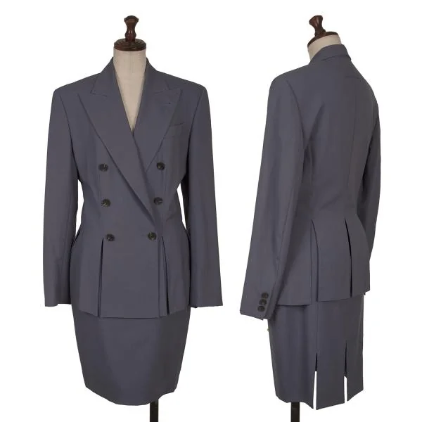 ジャンポールゴルチエファムJean Paul GAULTIER FEMME ウールスリットセットアップスーツ ブルーグレー40 K-134996_001
