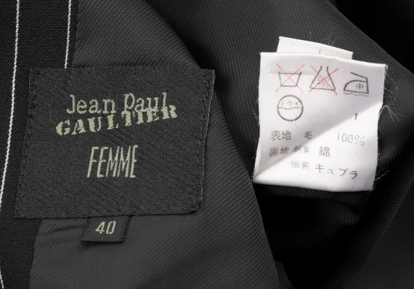 ジャンポールゴルチエファムJean Paul GAULTIER FEMME ウールストライプジャケット 黒白40 K-135007_020