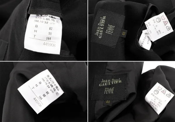 ジャンポールゴルチエファムJean Paul GAULTIER FEMME フロントフリルデザインスリーピースセットアップ 黒40 K-135013_020