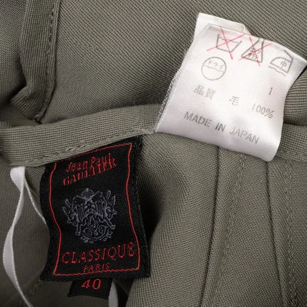ジャンポールゴルチエクラシックJean Paul GAULTIER CLASSIQUE ウールギャバワイドパンツ グレージュ40 K-135028_013