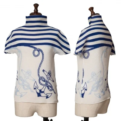 ISSEY MIYAKE me Marine Printed Stretch Pleats Tops