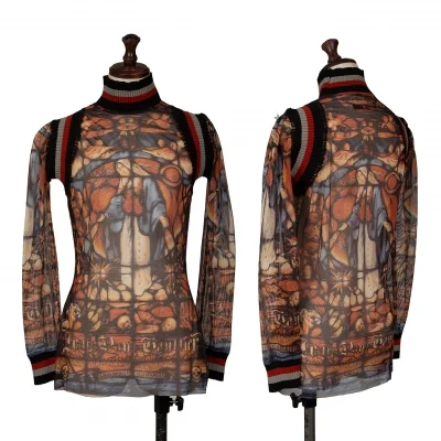 Jean-Paul GAULTIER FEMME Printed Rib Switching Mesh T Shirt