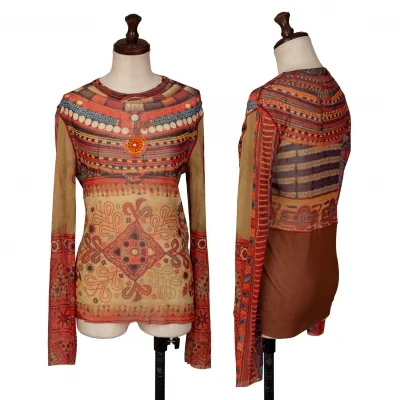 Jean Paul GAULTIER SOLEIL Ethnic Printed Mesh T Shirt