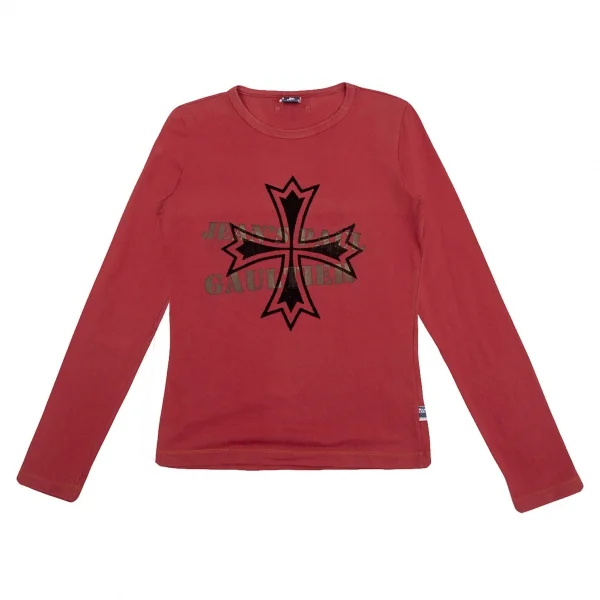 ジーンズポールゴルチエJean's Paul GAULTIER フロッキープリントメタリックロゴカットソー 赤M K-135158_001