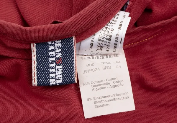 ジーンズポールゴルチエJean's Paul GAULTIER フロッキープリントメタリックロゴカットソー 赤M K-135158_014