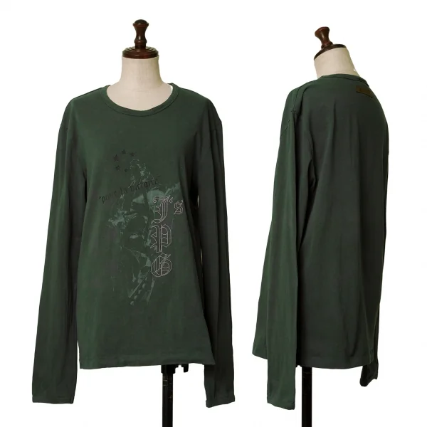 ジーンズポールゴルチエJean's Paul GAULTIER ロゴ刺繍プリントカットソー 深緑M K-135159_001