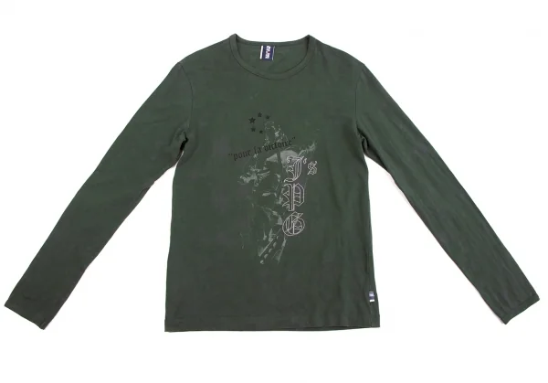 ジーンズポールゴルチエJean's Paul GAULTIER ロゴ刺繍プリントカットソー 深緑M K-135159_002