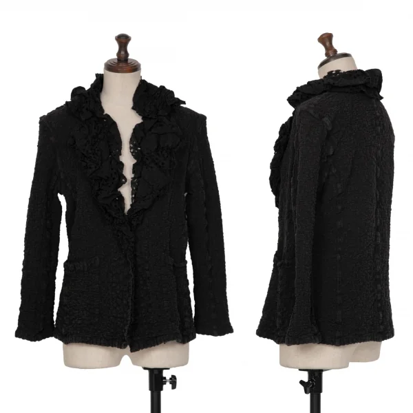 ISSEY MIYAKE me Cotton Ruffled Cauliflower Jacket Black Free K-135219_001