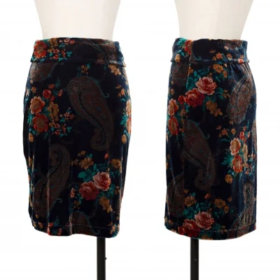 KENZO JUNGLE Floral Printed Velours Skirt