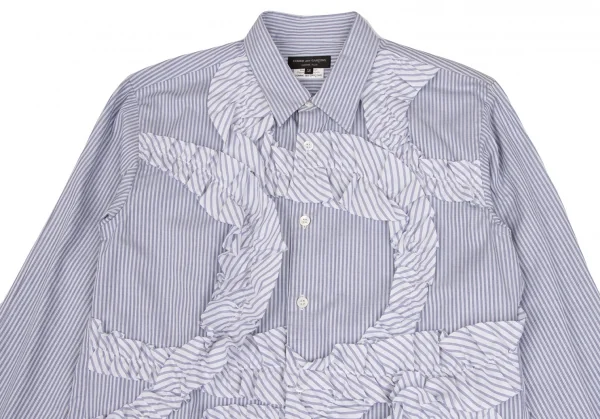 COMME des GARCONS HOMME PLUS Frill Pasted Stripe Shirt K-135282_002