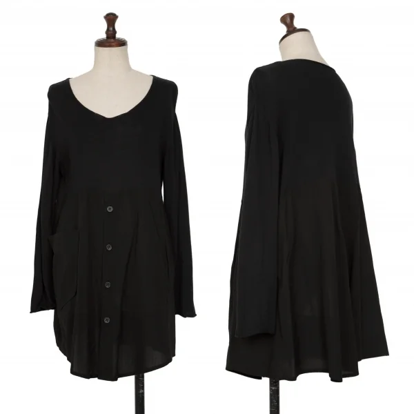 pour deux Shirt Switching Knit Tops Black M K-135308_001