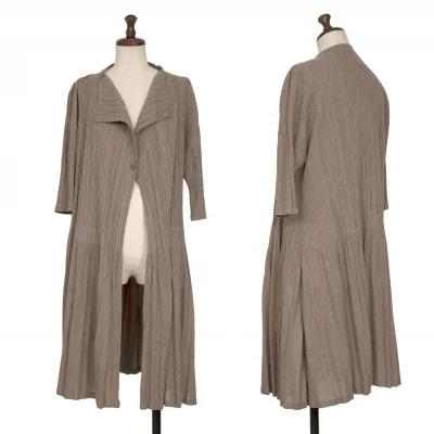 PLEATS PLEASE Pleated Linen Brend Knit Cardigan