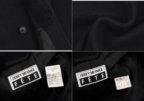 イッセイミヤケ フェットISSEY MIYAKE FETE ウールコットンベルテッドコート 紺2 K-135331_020