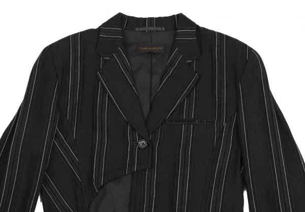 COMME des GARCONS Striped Wool Asymmetry Wrap Jacket K-135367_003