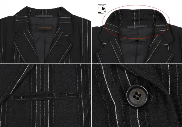 COMME des GARCONS Striped Wool Asymmetry Wrap Jacket K-135367_004