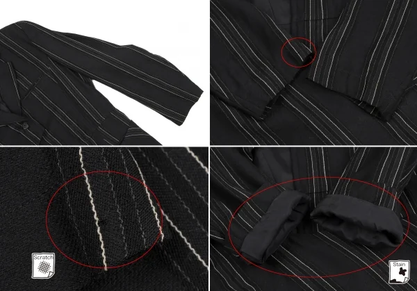 COMME des GARCONS Striped Wool Asymmetry Wrap Jacket K-135367_005