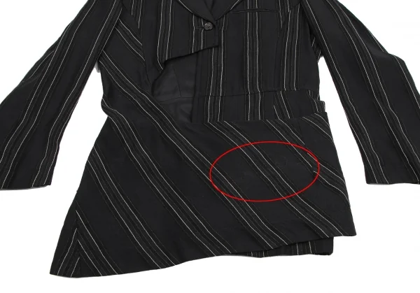COMME des GARCONS Striped Wool Asymmetry Wrap Jacket K-135367_006